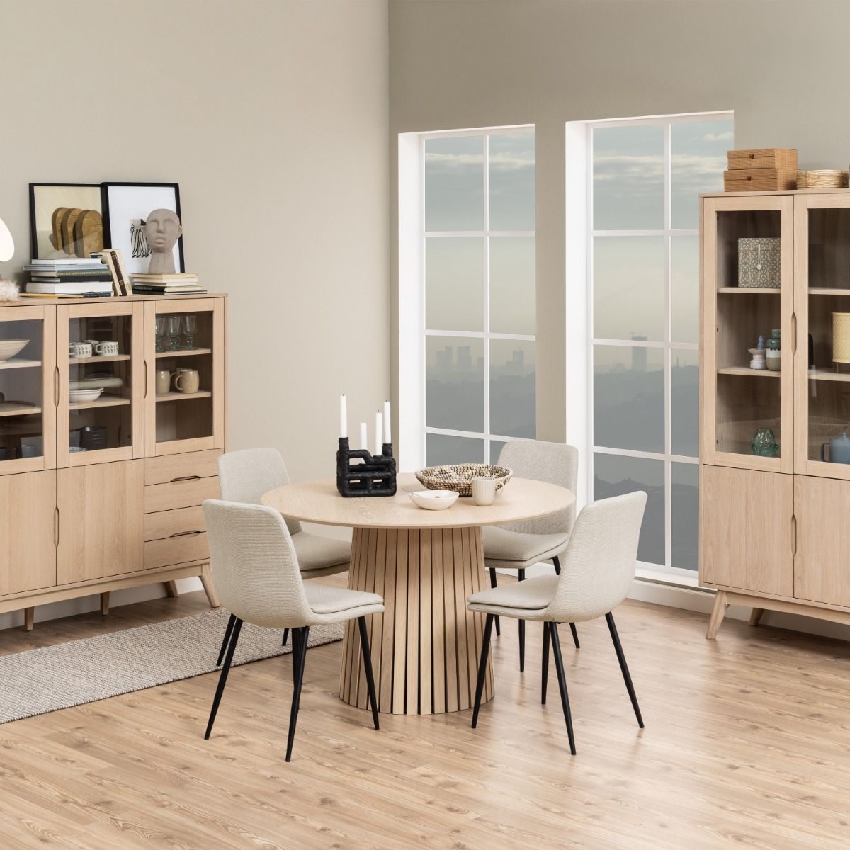 Becca Dining Chair in Beige Set of 4 - INSIDE HOUSE