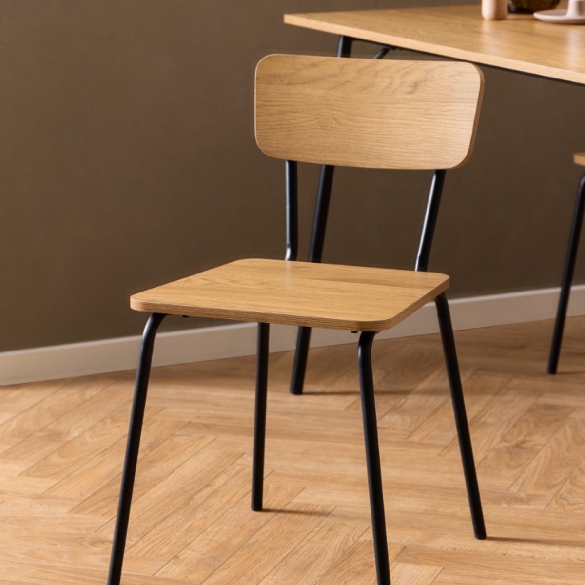 Peru Dining Chair in Steel and Oak Set of 4 - INSIDE HOUSE