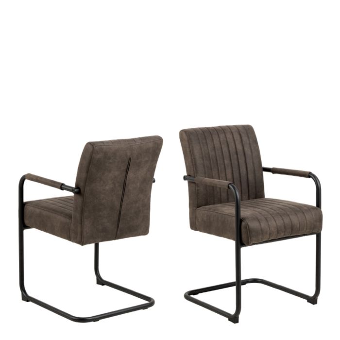 Adele Dining Chair in Grey Fabric Set of 2 - INSIDE HOUSE