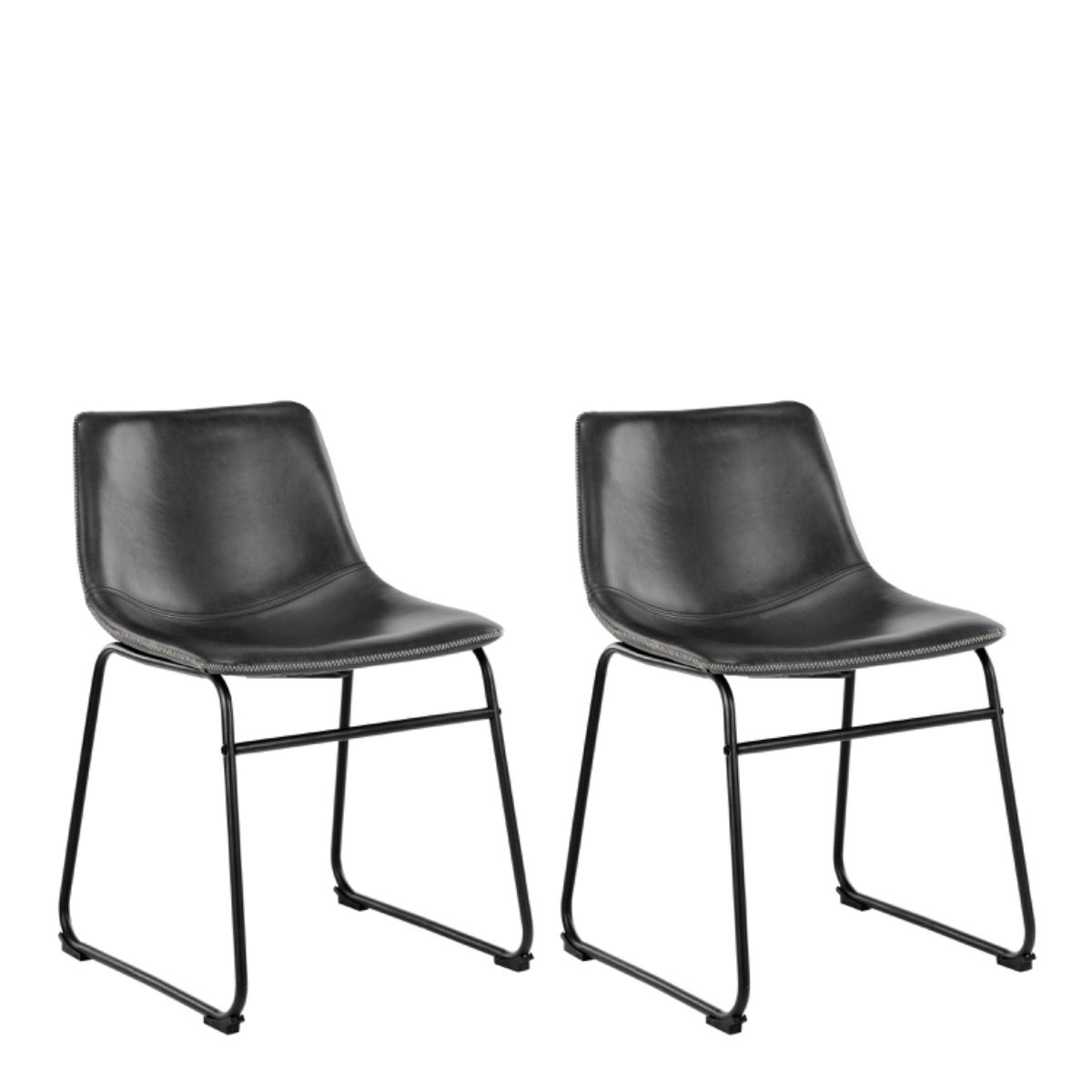 I_Oregon Dining Chair In Black with Cream Stitching, Set of 2. - INSIDE HOUSE