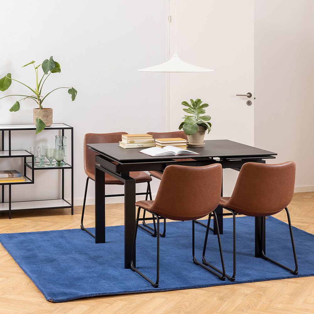 I_Oregon Dining Chair In Brown with Cream Stitching Set of 2. - INSIDE HOUSE