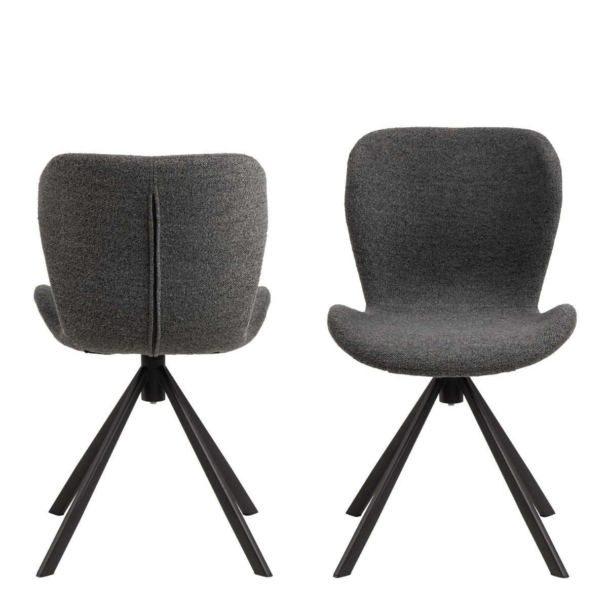 Batilda Swivel Dining Chairs in Grey Fabric Set of 2 - INSIDE HOUSE