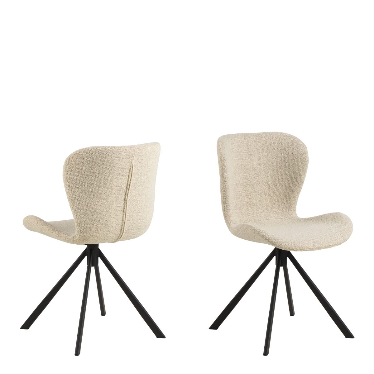 Batilda Swivel Dining Chairs in Cream Fabric Set of 2 - INSIDE HOUSE