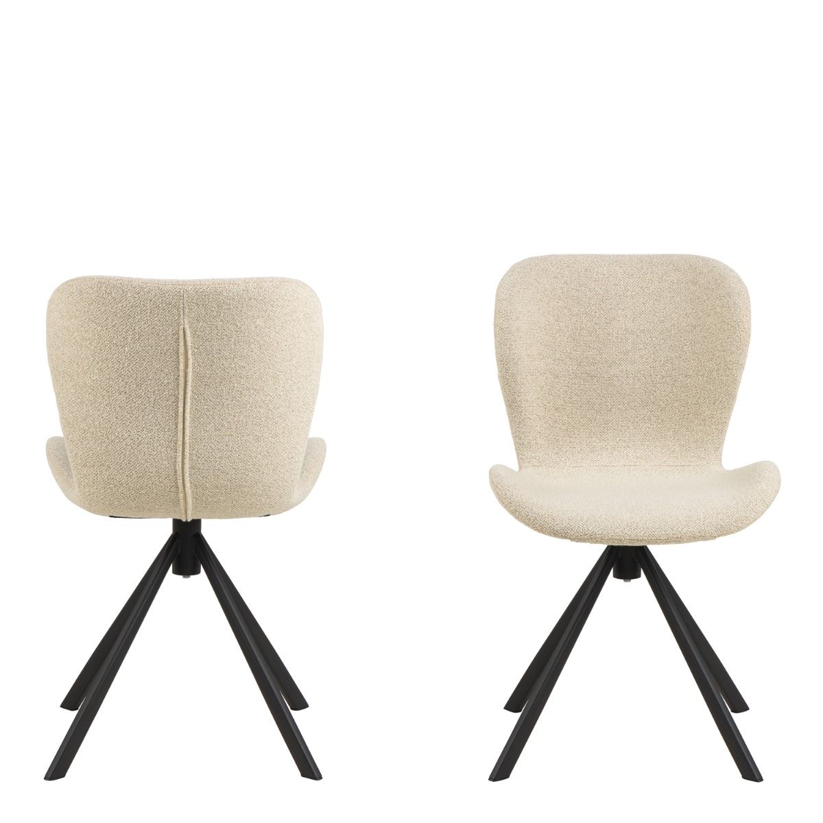 Batilda Swivel Dining Chairs in Cream Fabric Set of 2 - INSIDE HOUSE