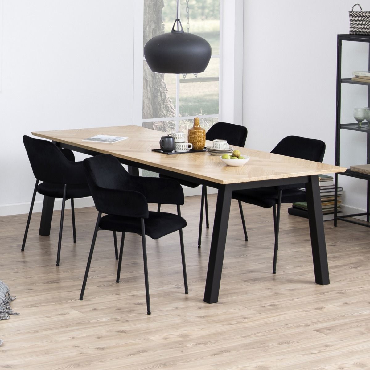 Lima Dining Chair with Armrest in Black Set of 2 - INSIDE HOUSE