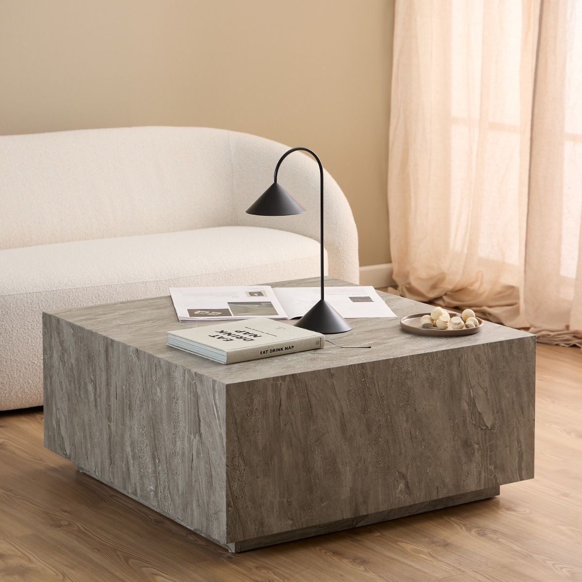 Dice Square Coffee Table in Grey Marble - INSIDE HOUSE