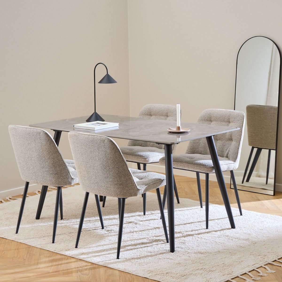 Brooke Dining Chair in Monza Beige Set of 2 - INSIDE HOUSE