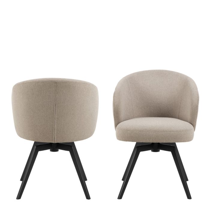 Darlene Dining Chair with Armrest and Swivel in Beige - INSIDE HOUSE