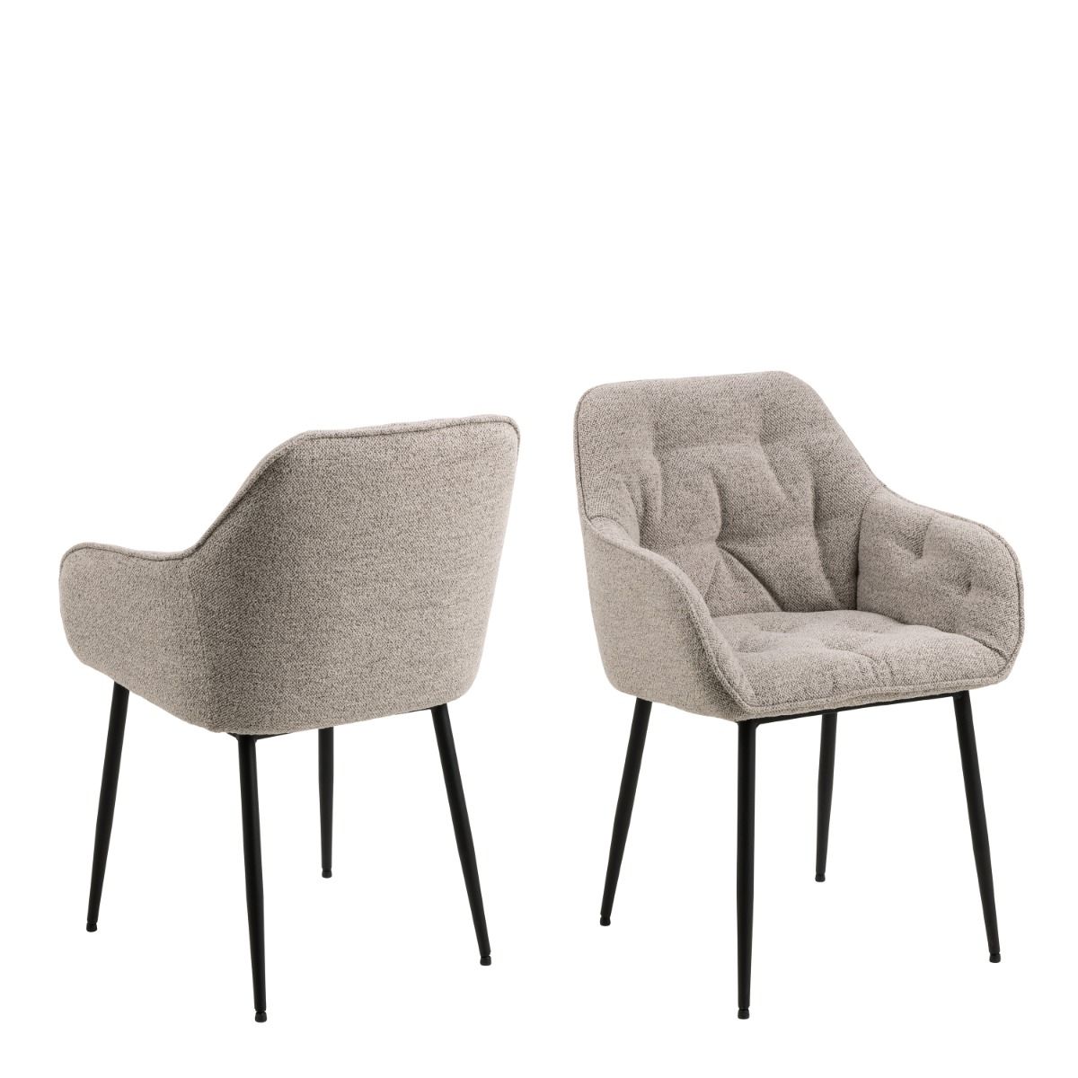 Brooke Dining Chair with Armrest in Monza Beige Set of 2 - INSIDE HOUSE