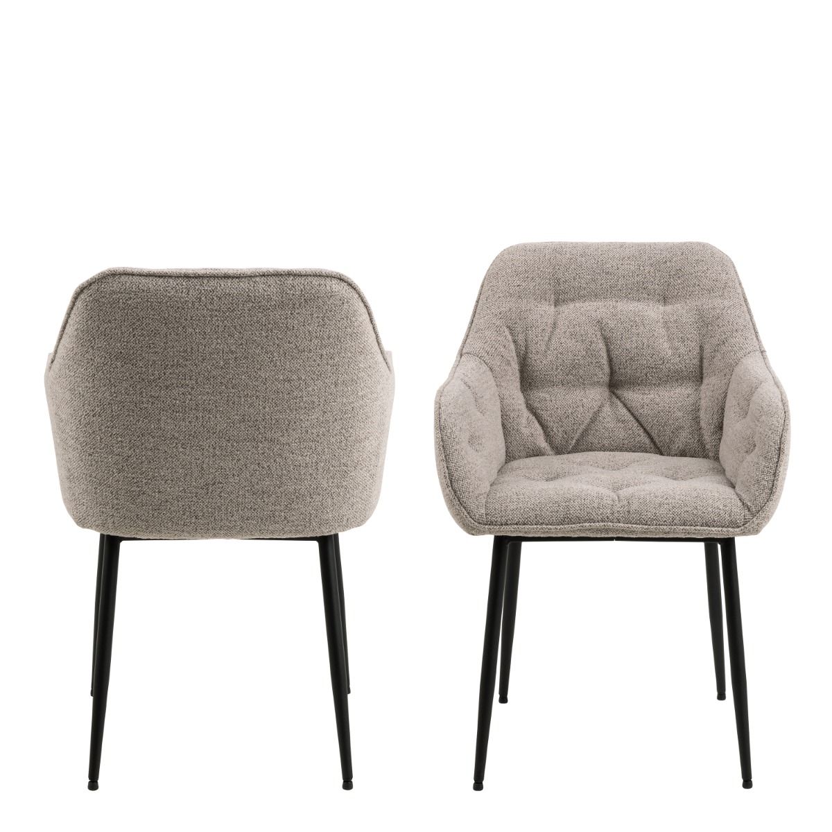 Brooke Dining Chair with Armrest in Monza Beige Set of 2 - INSIDE HOUSE