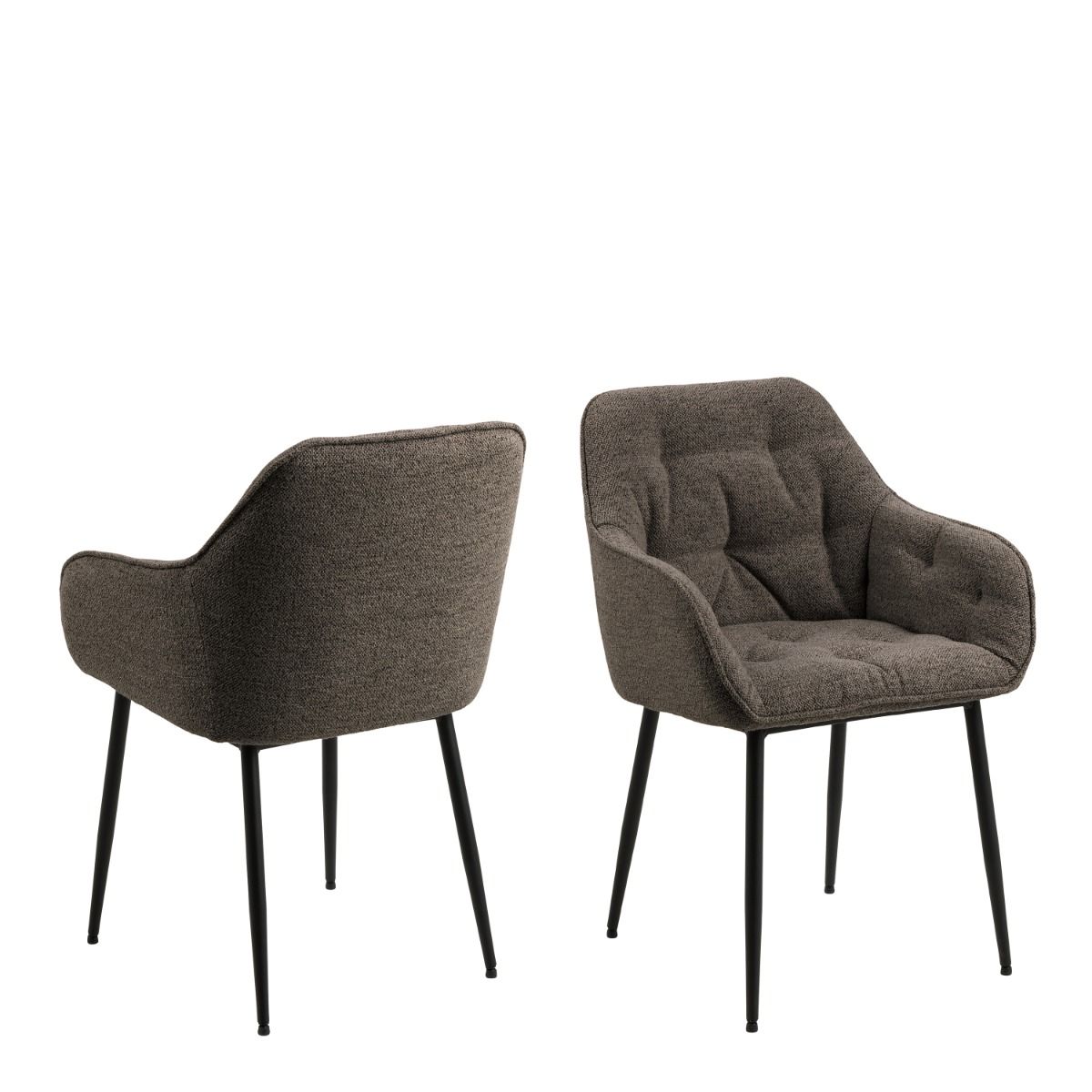 Brooke Dining Chair with Armrest in Taupe Set of 2 - INSIDE HOUSE