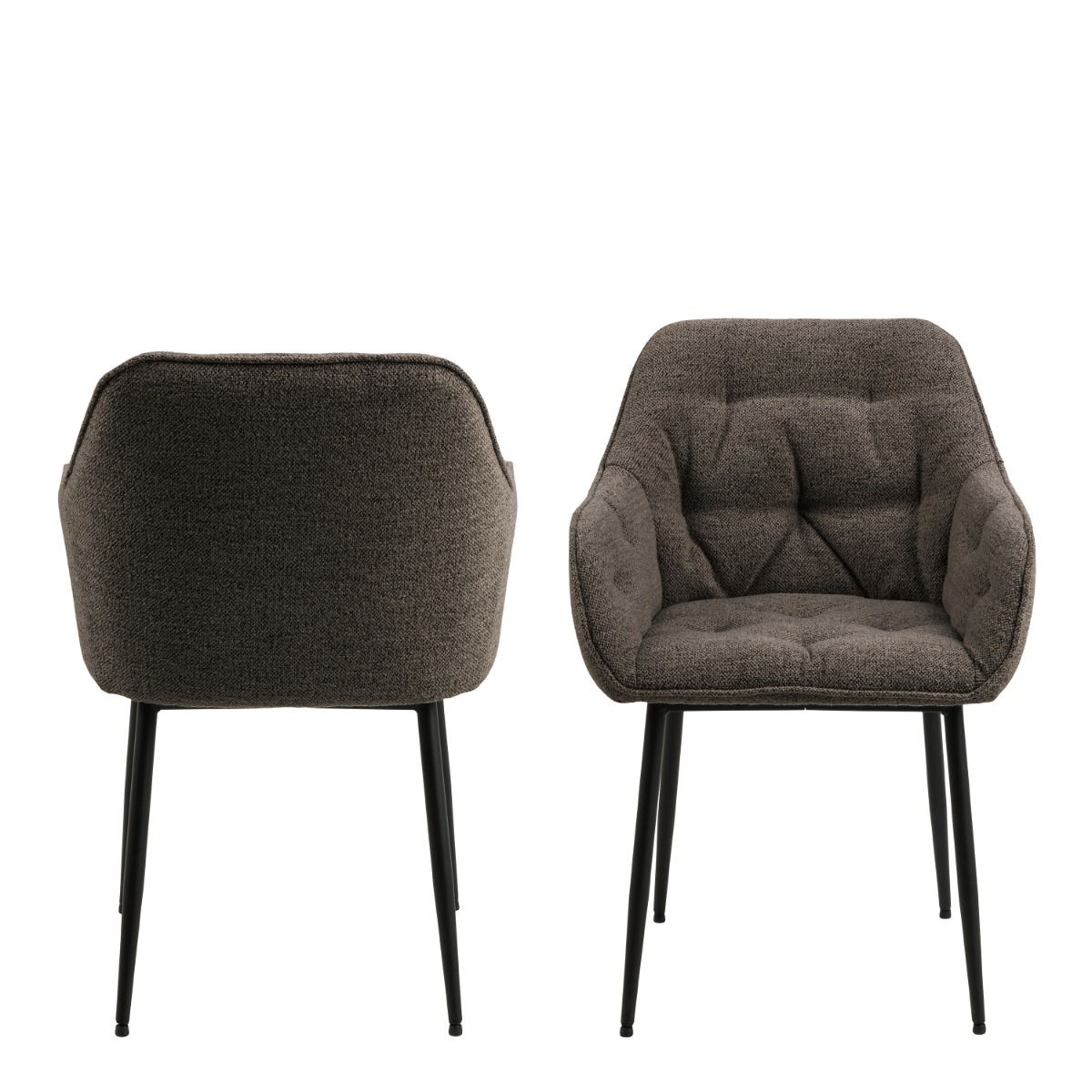 Brooke Dining Chair with Armrest in Taupe Set of 2 - INSIDE HOUSE