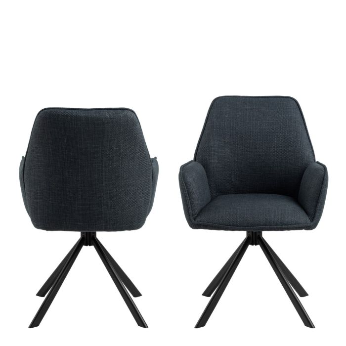 Glenda Dining Chair with Armrest and Swivel in Grey - INSIDE HOUSE