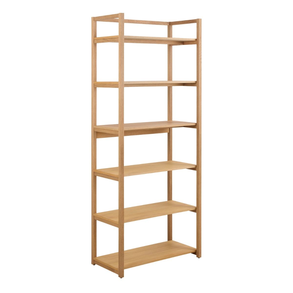 Ludza Rectangular Tall Bookcase With 6 Shelves in Oak - INSIDE HOUSE
