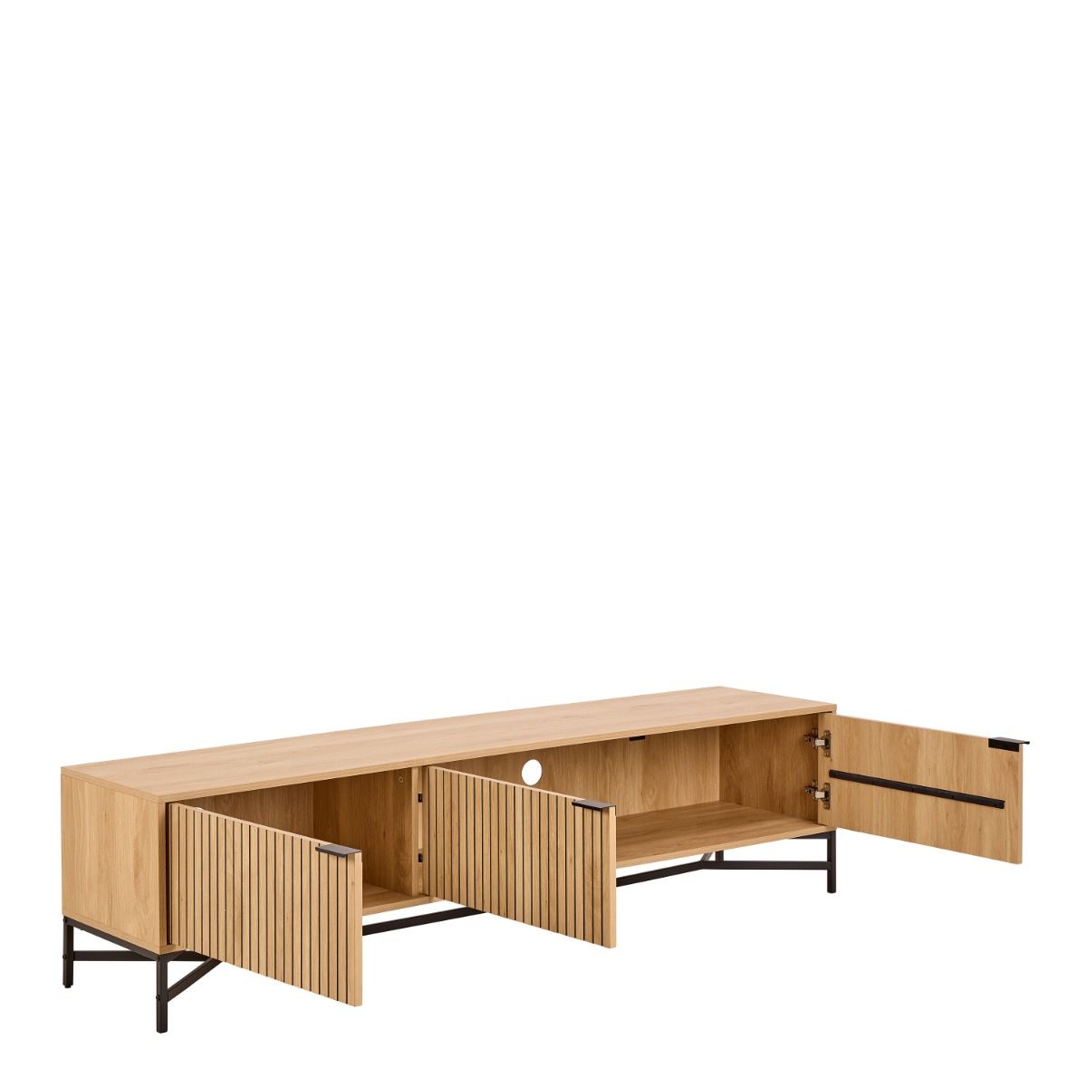 Jaipur TV Unit With 3 Doors 176cm Wide in Oak - INSIDE HOUSE