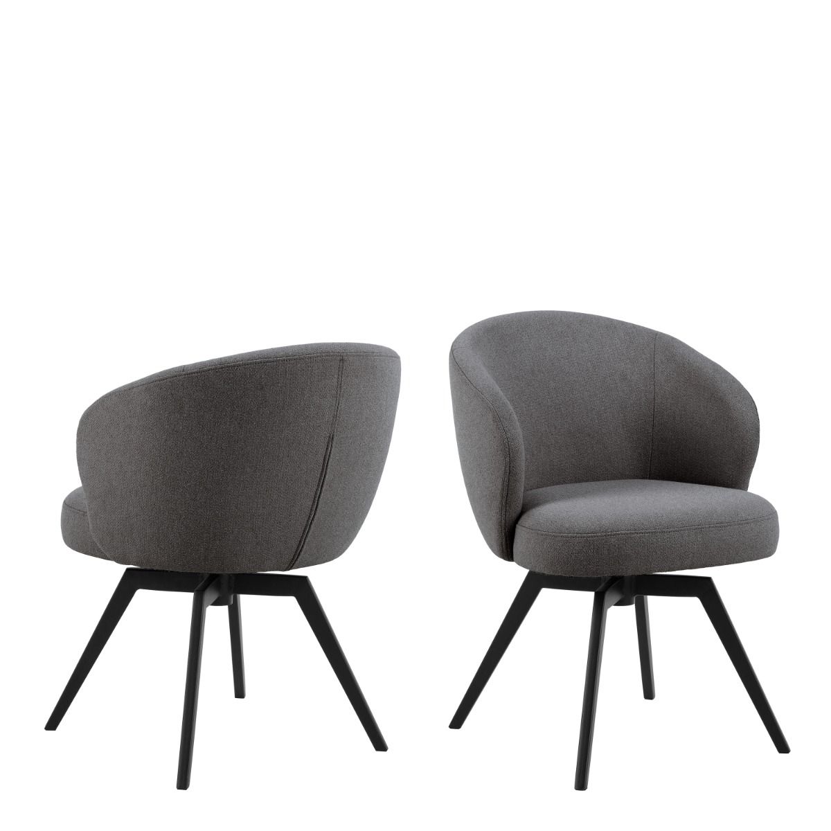 Darlene Dining Chair with Armrest and Swivel Function in Grey - INSIDE HOUSE