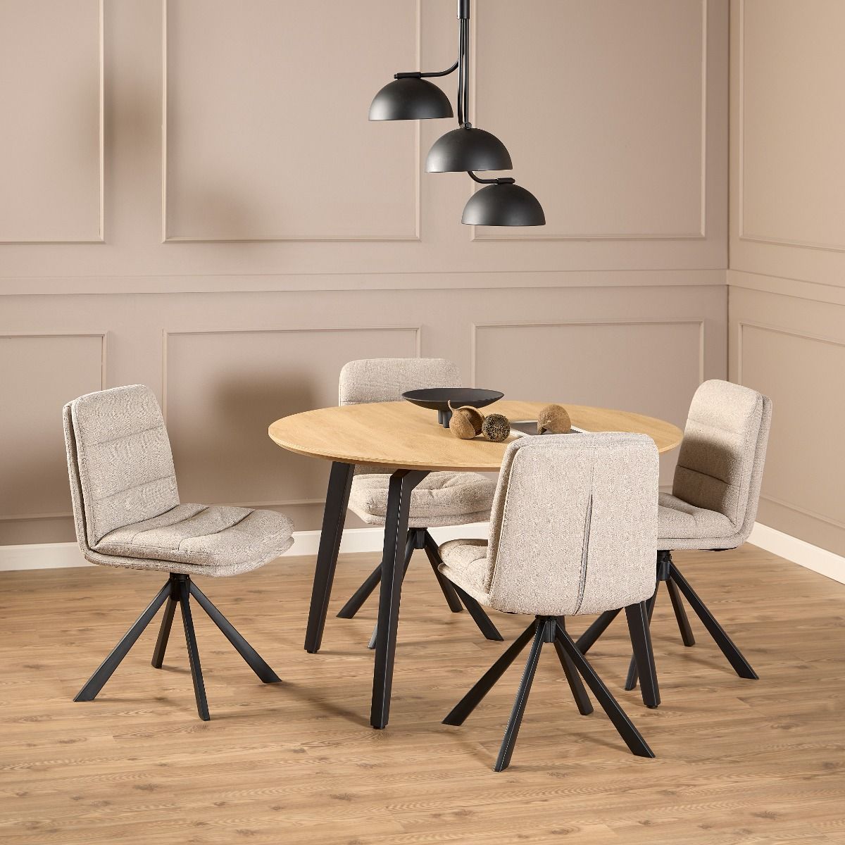 Dean Beige Swivel Dining Chair Set of 2 - INSIDE HOUSE