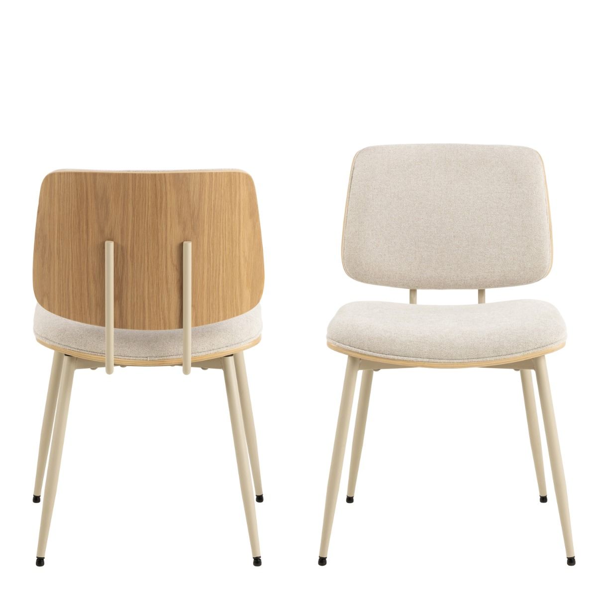 Owen Dining Chair in Apia Fabric Beige Set of 2 - INSIDE HOUSE