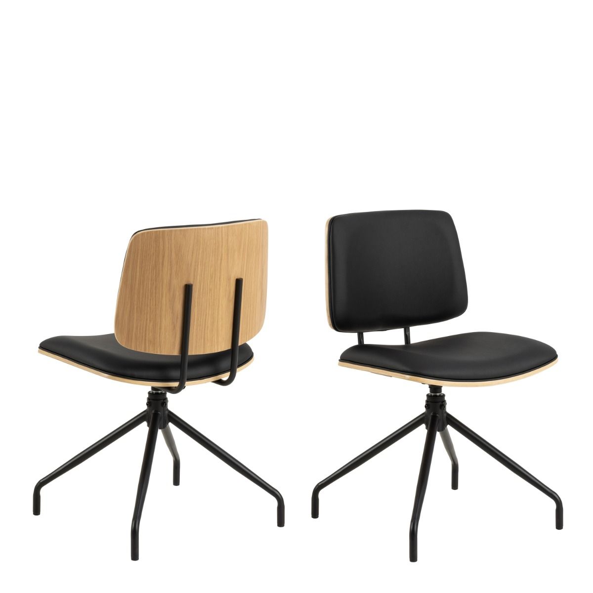 Owen Swivel Dining Chairs in Matt Black Set of 2 - INSIDE HOUSE