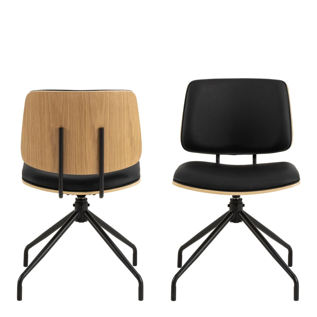 Owen Swivel Dining Chairs in Matt Black Set of 2 - INSIDE HOUSE