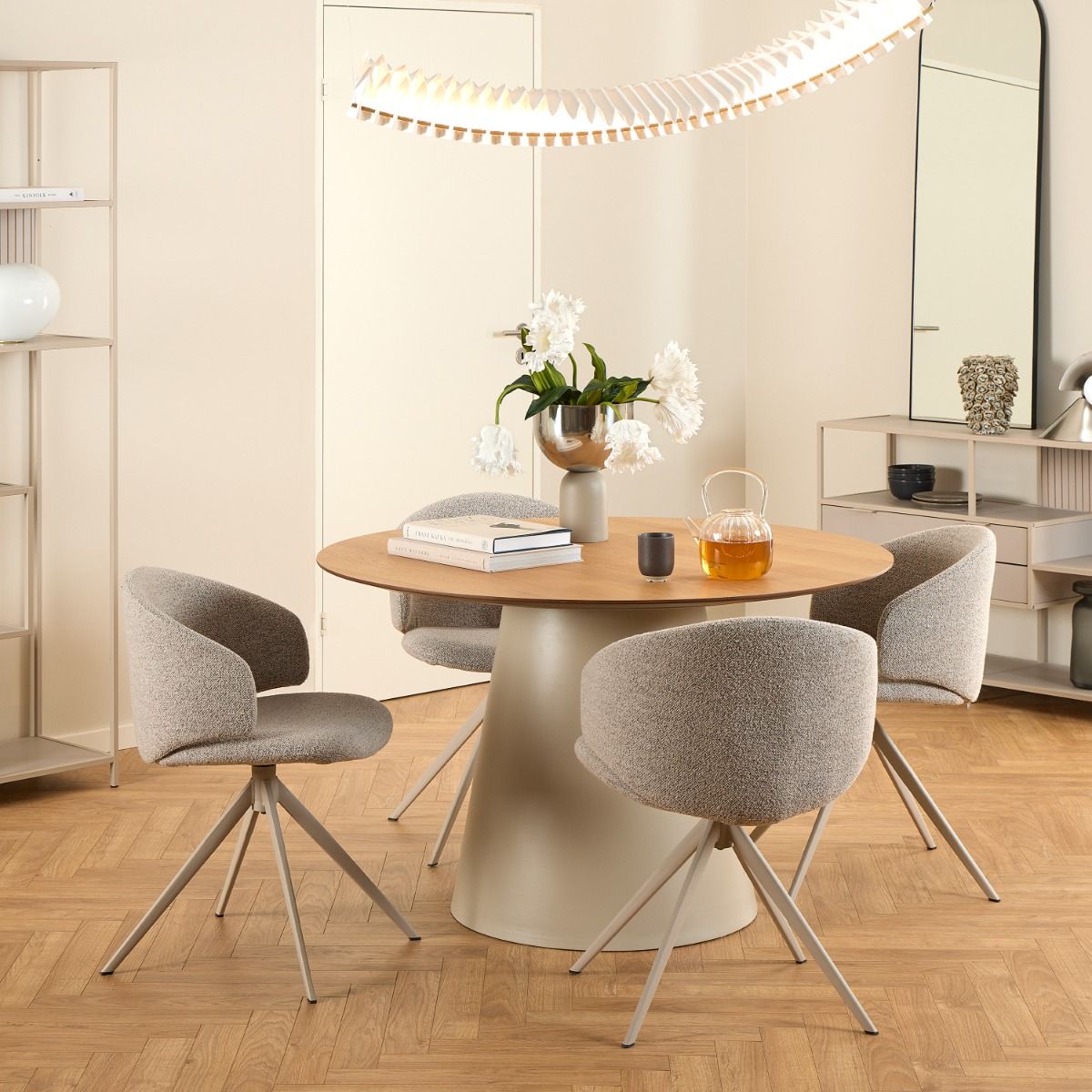 Ella Swivel Beige Dining Chair - INSIDE HOUSE