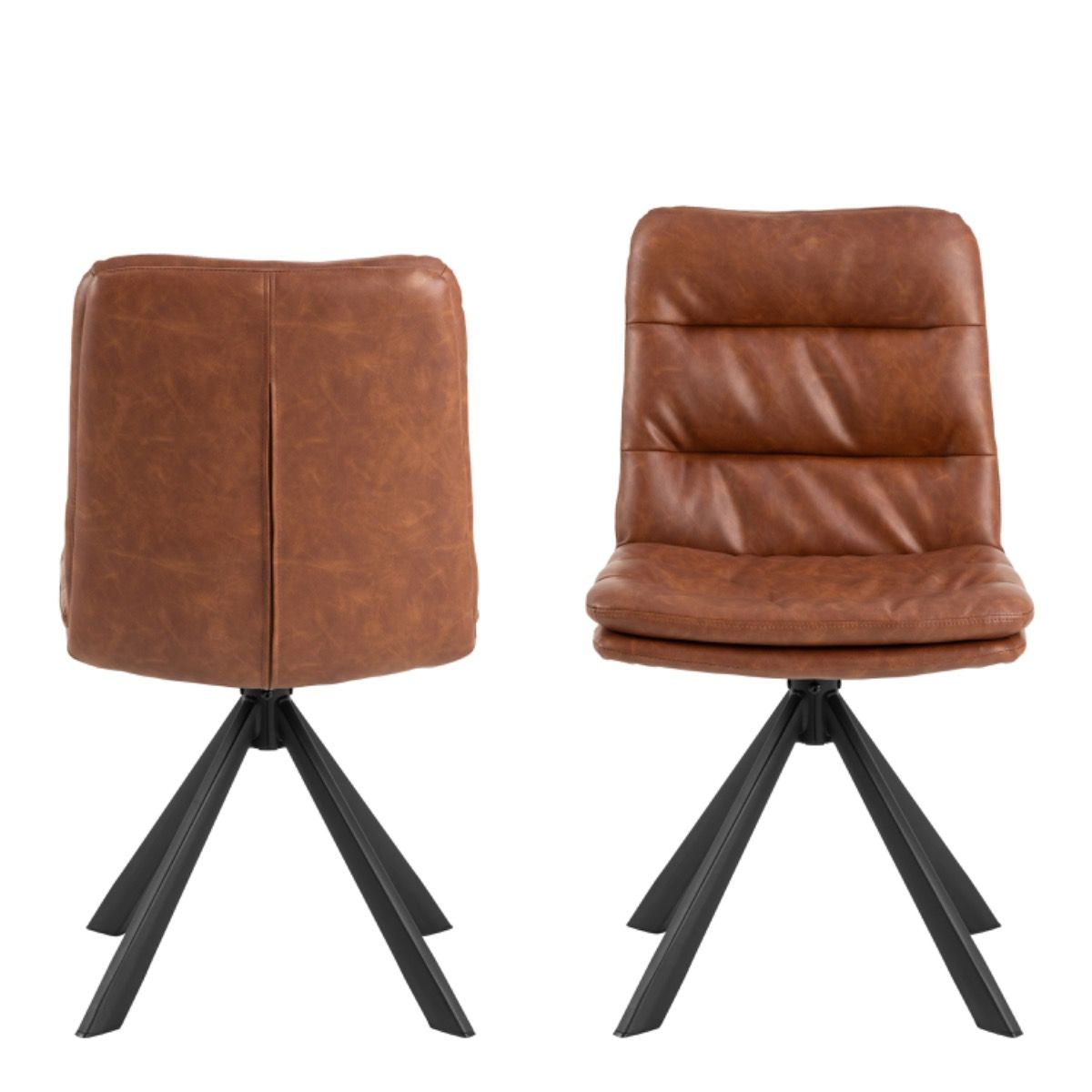Dean Brandy PU Swivel Dining Chair Set of 2 - INSIDE HOUSE