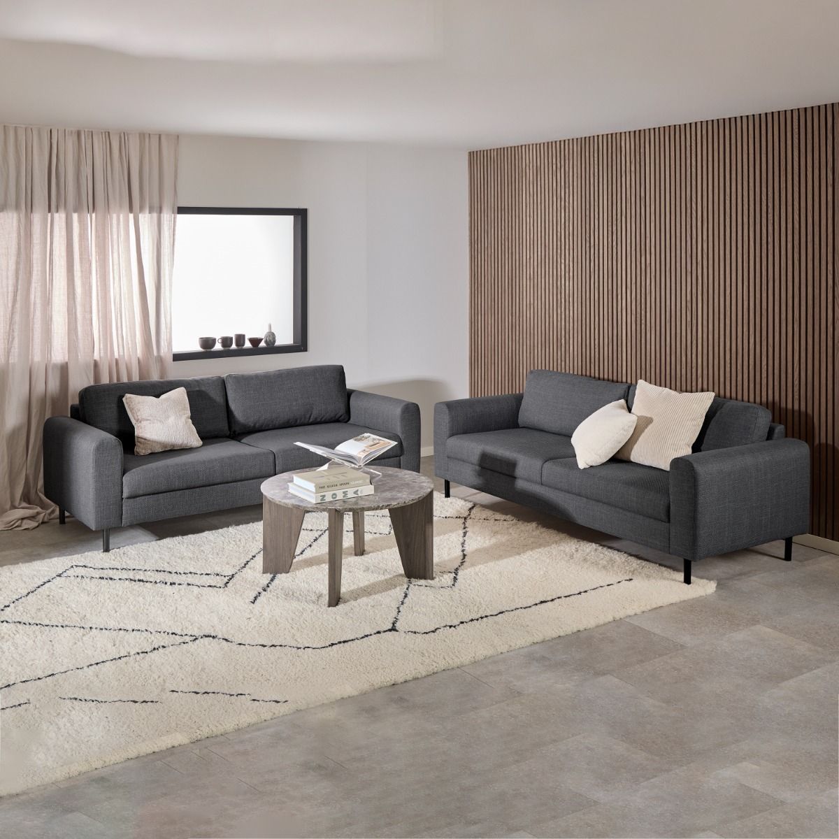 Omaha 3 Seater Sofa in Dark Grey Basel Fabric - INSIDE HOUSE
