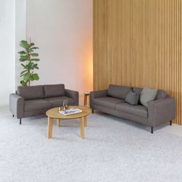 Omaha 2 Seater Sofa in Light Grey Brown Fabric