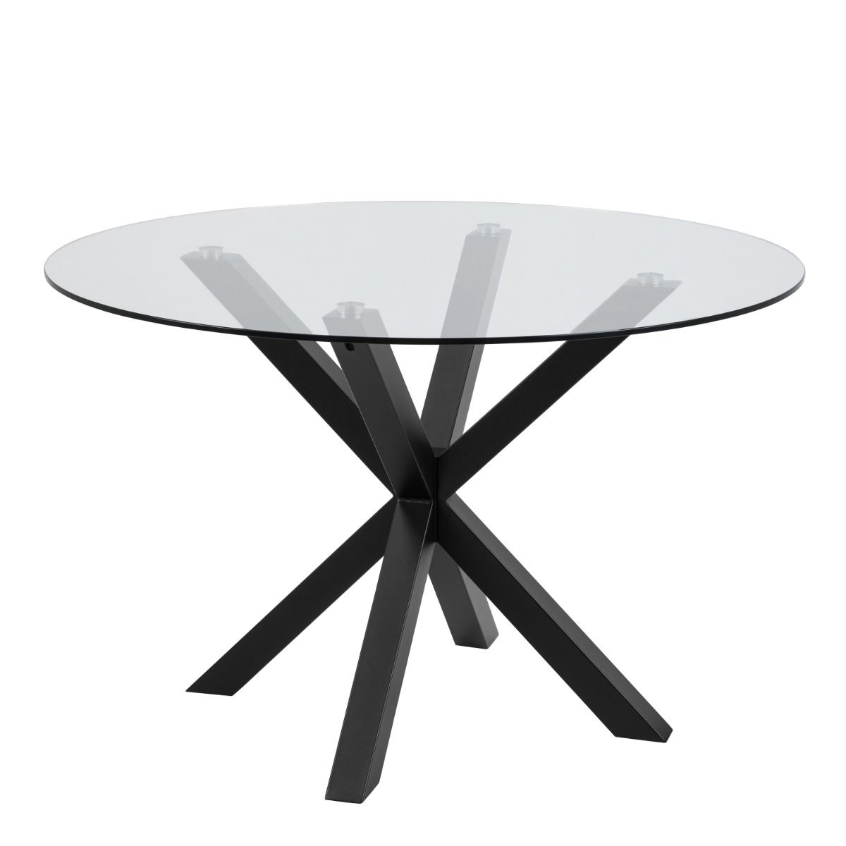 Heaven Round Dining Table with Clear Glass Top and Black Legs 119 x 75.5 cm - INSIDE HOUSE