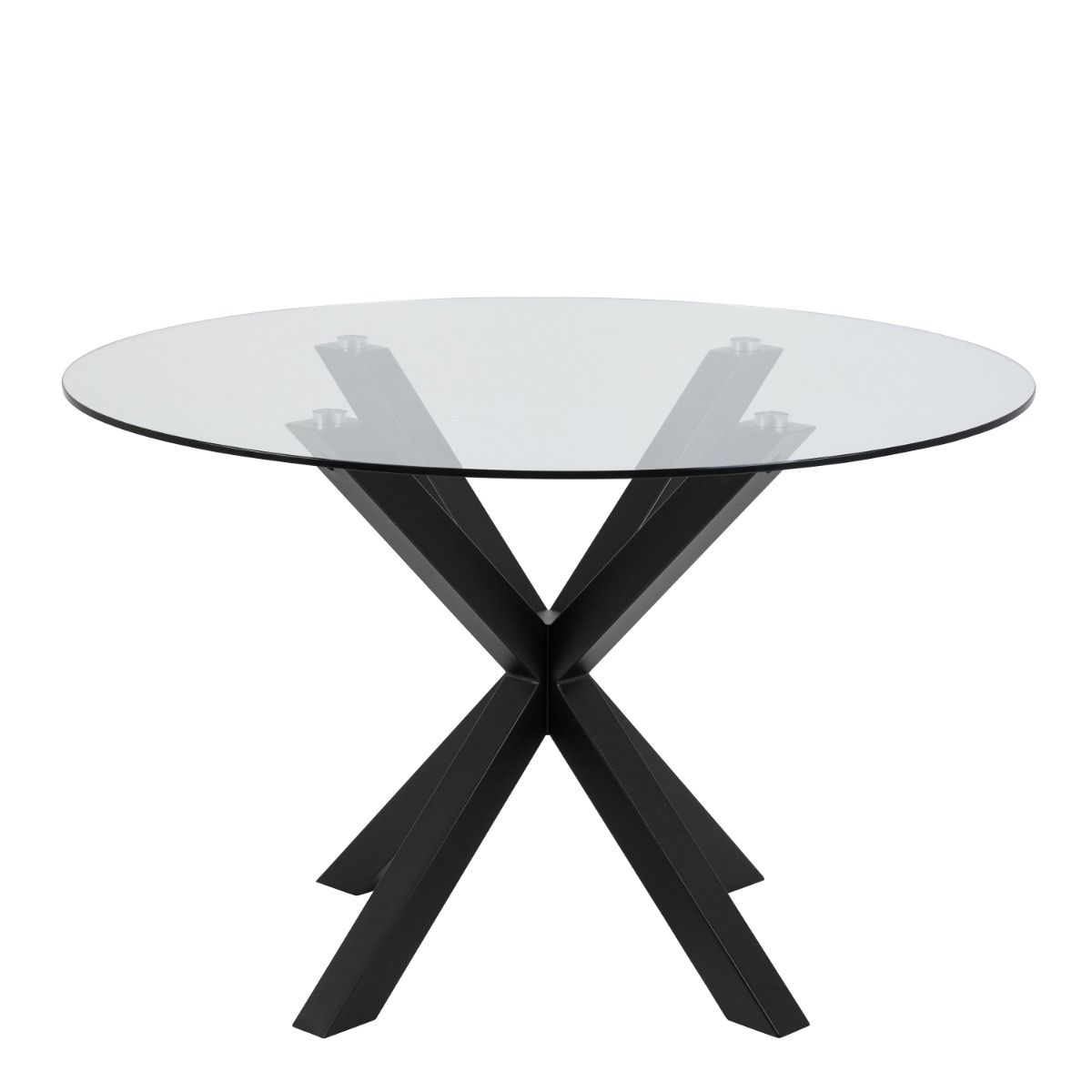 Heaven Round Dining Table with Clear Glass Top and Black Legs 119 x 75.5 cm - INSIDE HOUSE
