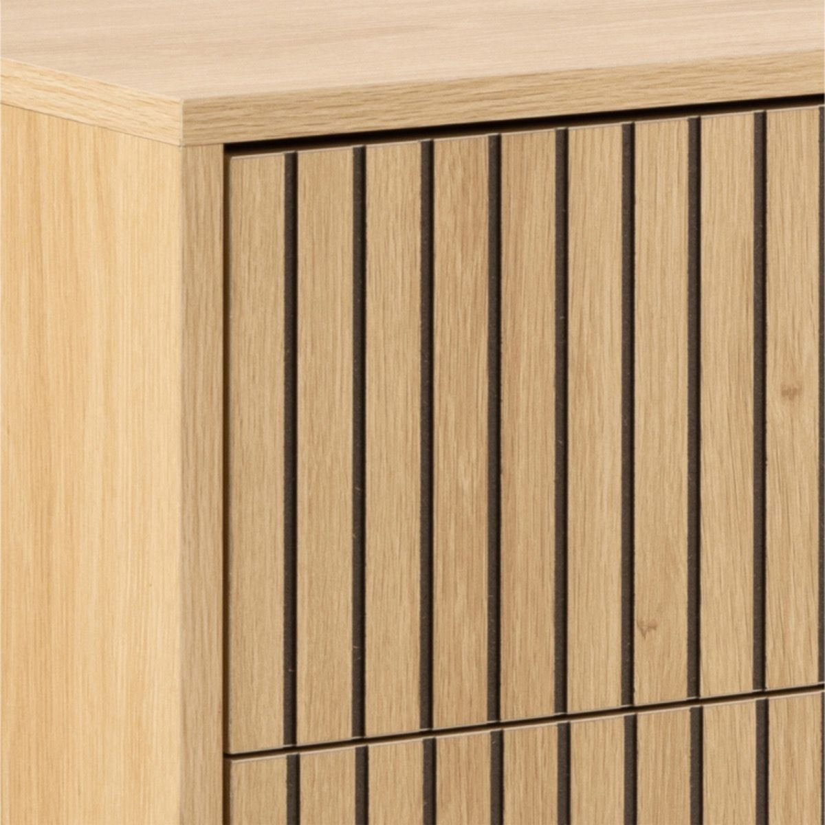 Albany Wide Chest of 6 Drawers in Oak / Black Legs - INSIDE HOUSE