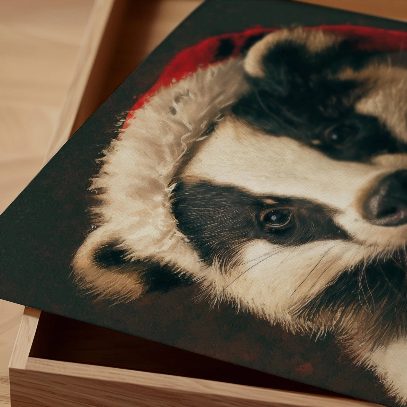 Christmas Badger Animal Portrait Print - INSIDE HOUSE