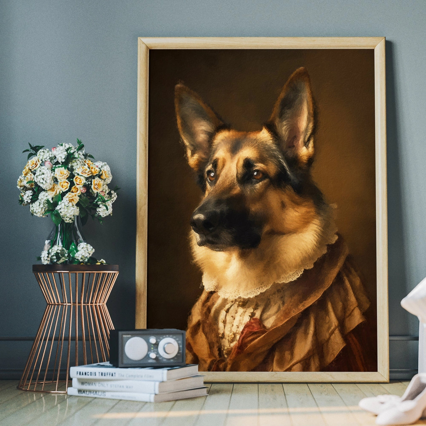 German Shepherd Alsatian Dog Portrait Print - INSIDE HOUSE