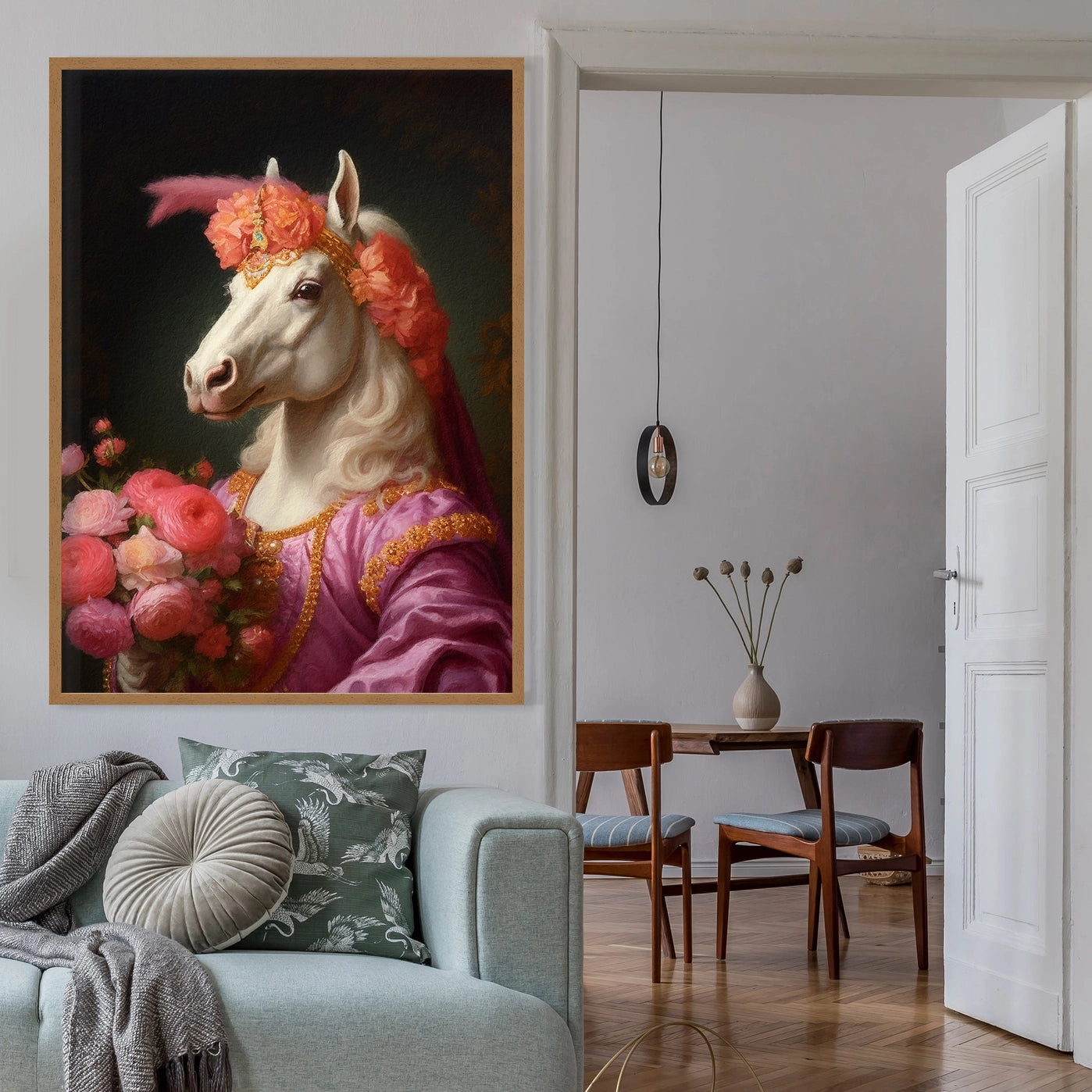 White Horse Animal Portrait Print - INSIDE HOUSE