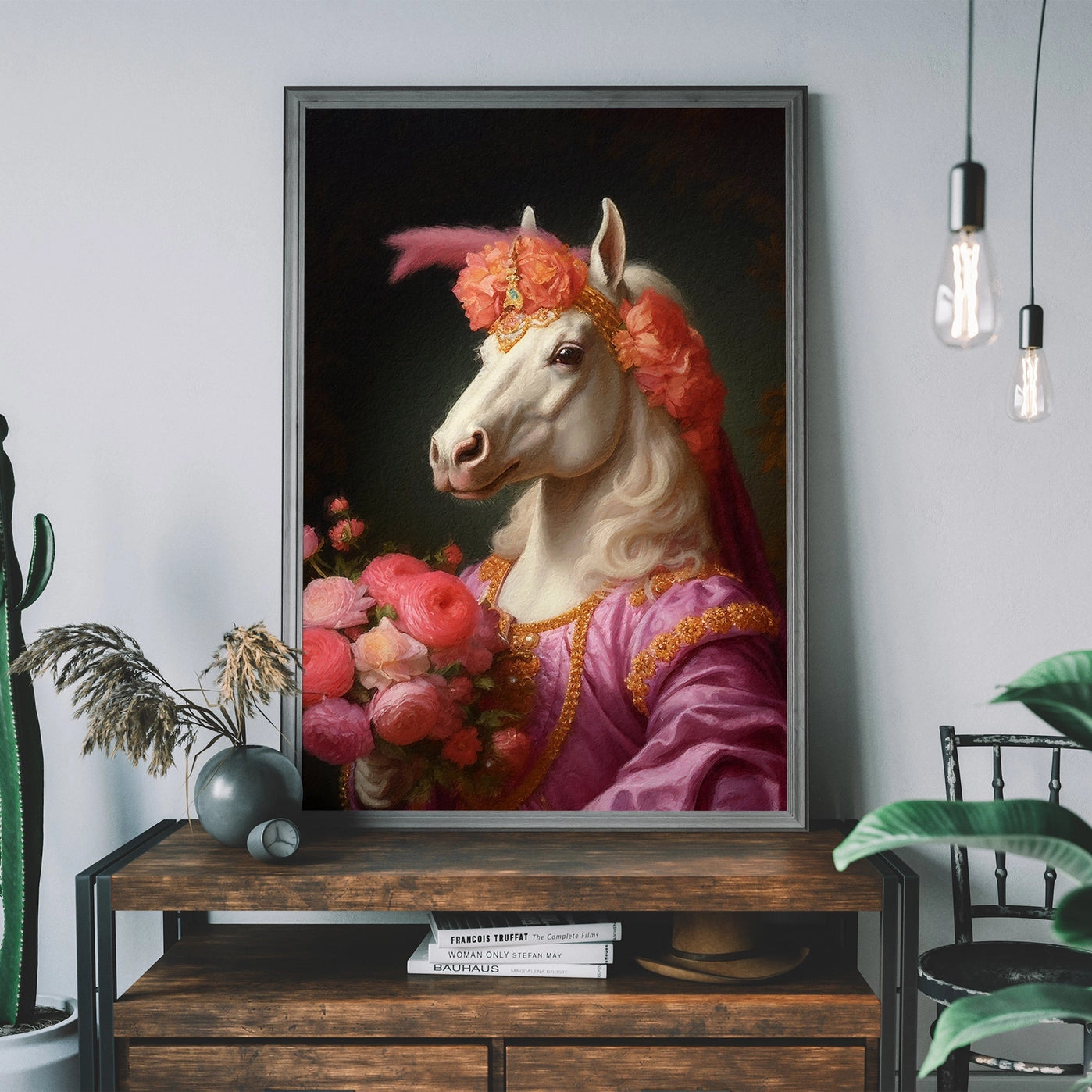 White Horse Animal Portrait Print - INSIDE HOUSE