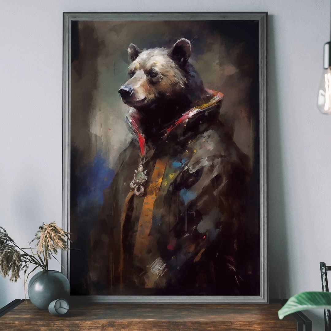 Bear Painting Renaissance Style Portrait - INSIDE HOUSE