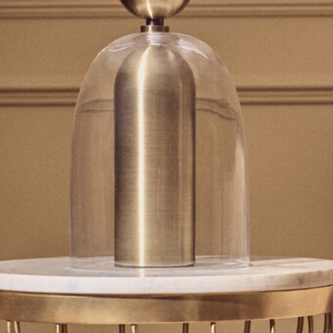 Alaric Glass Dome Brass Table Lamp - INSIDE HOUSE