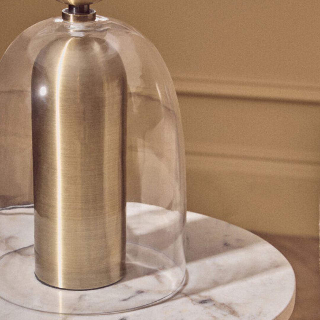 Alaric Glass Dome Brass Table Lamp - INSIDE HOUSE
