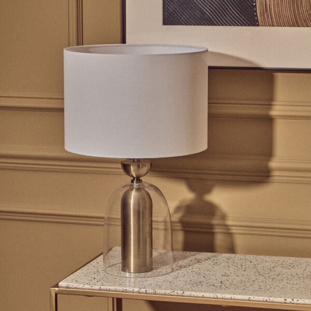 Alaric Glass Dome Brass Table Lamp - INSIDE HOUSE