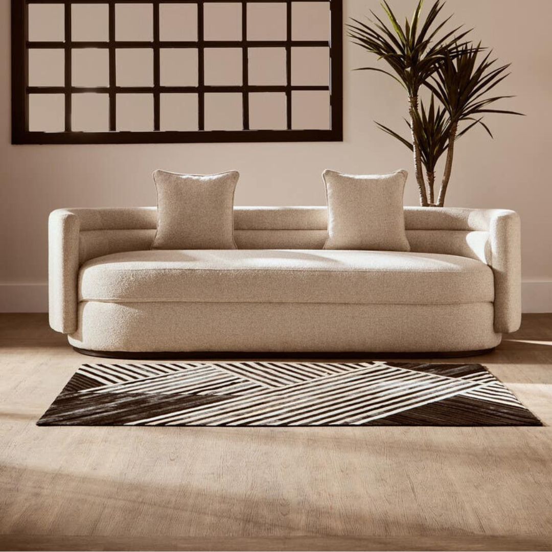 Allegra Ivory Linen Curved 3-Seater Sofa - INSIDE HOUSE