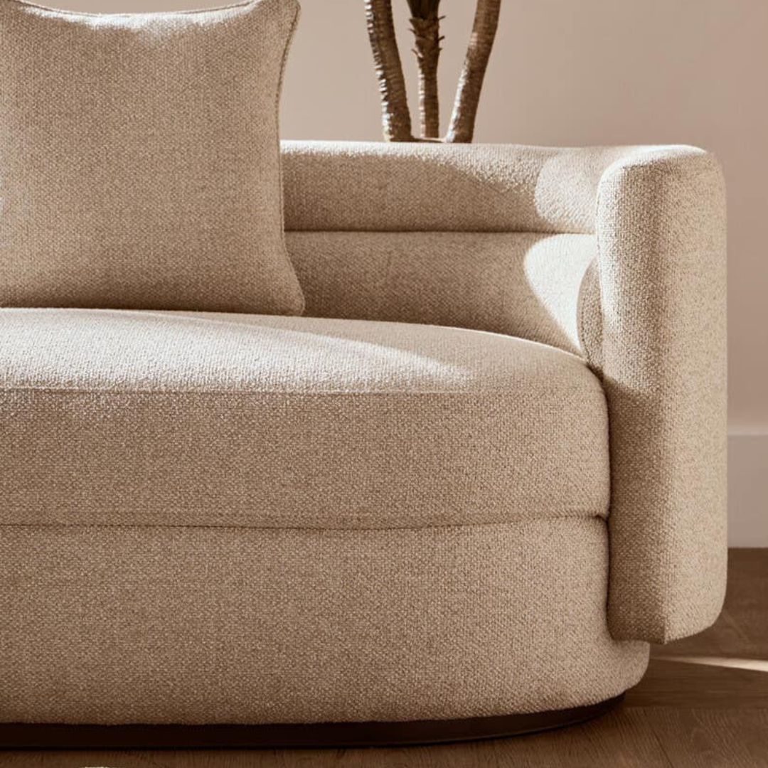 Allegra Ivory Linen Curved 3-Seater Sofa - INSIDE HOUSE