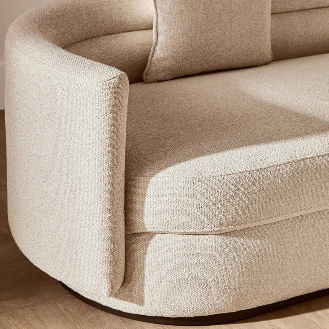 Allegra Ivory Linen Curved 3-Seater Sofa - INSIDE HOUSE
