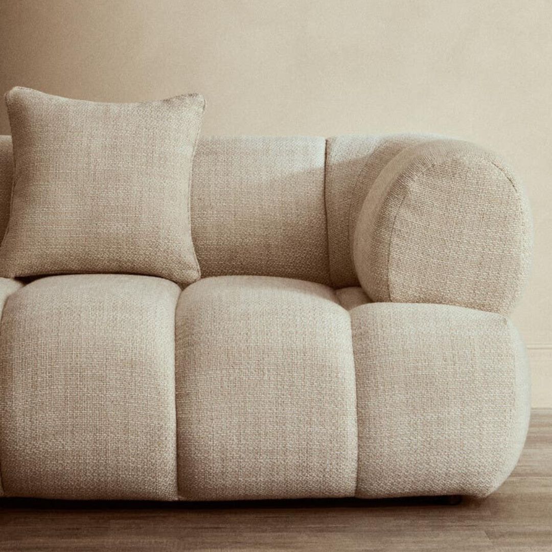 Alora Cream Linen Curved 3-Seater Sofa - INSIDE HOUSE