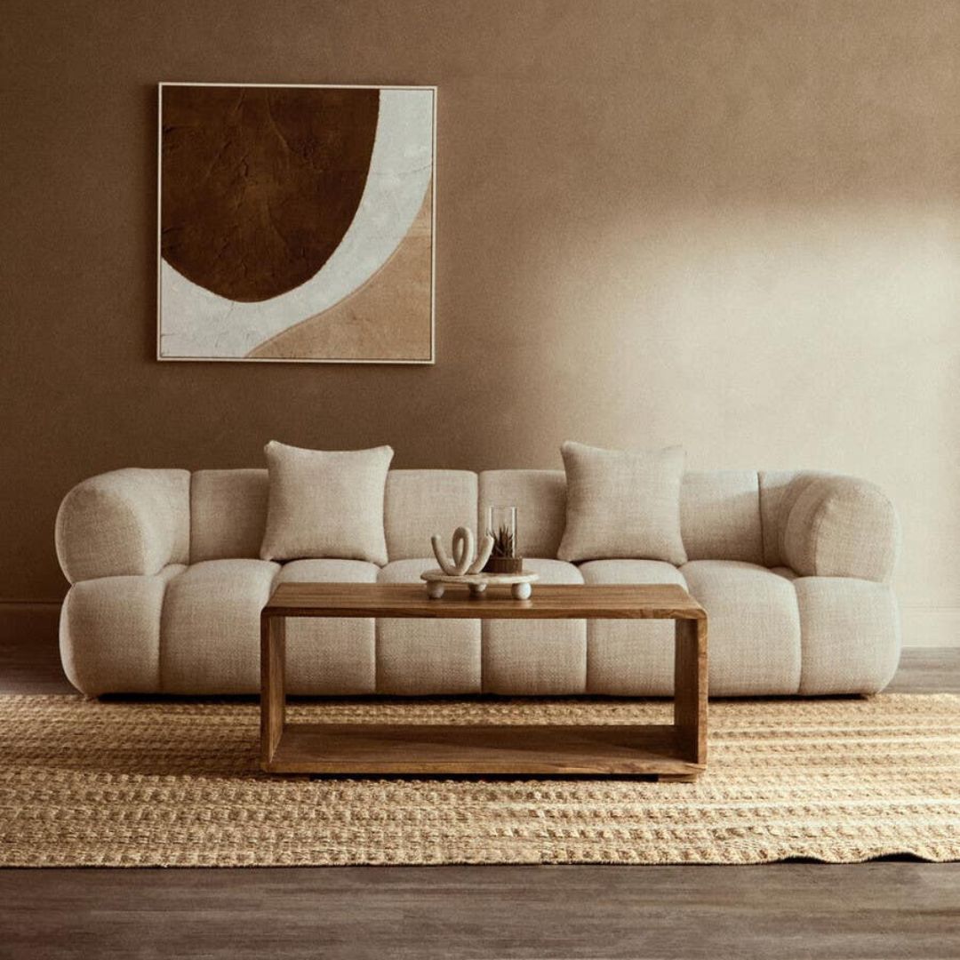 Alora Cream Linen Curved 3-Seater Sofa - INSIDE HOUSE