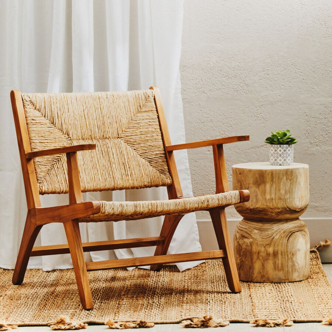 Araya Natural Rattan Armchair – Teak Frame - INSIDE HOUSE