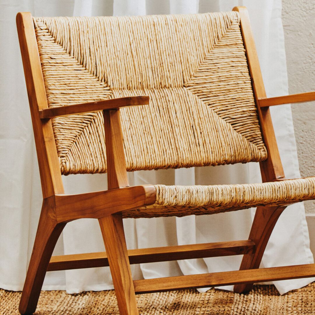 Araya Natural Rattan Armchair – Teak Frame - INSIDE HOUSE