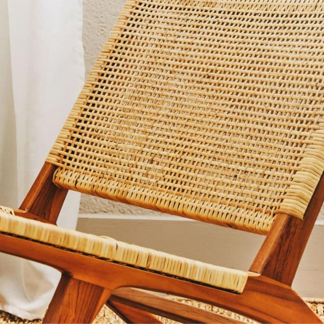 Araya Natural Rattan Lounge Chair – Teak Frame - INSIDE HOUSE
