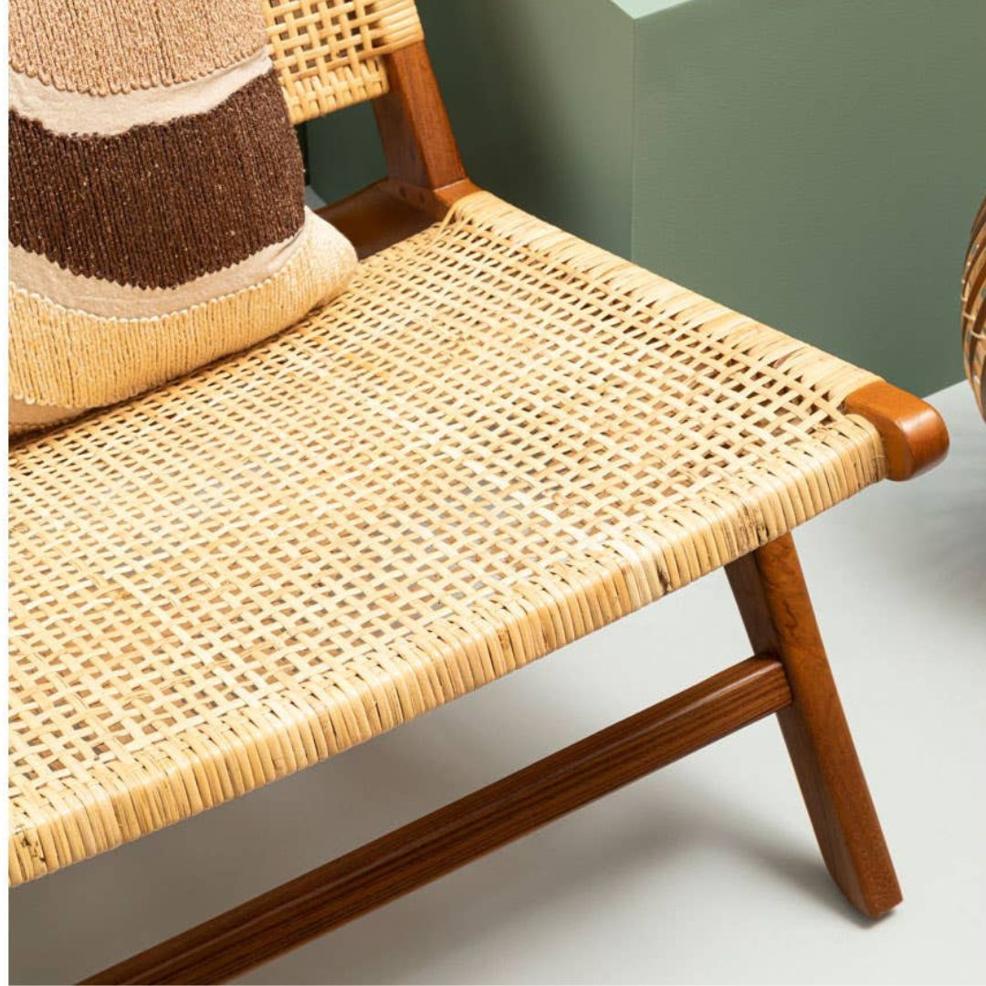 Araya Natural Rattan Lounge Chair – Teak Frame - INSIDE HOUSE