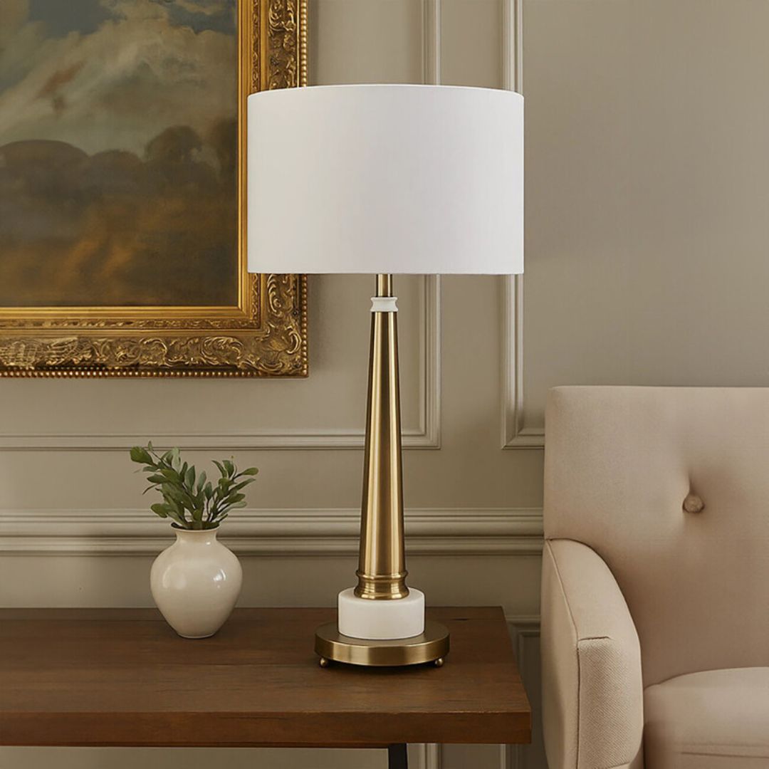 Arden Marble Accent Brushed Table Lamp - INSIDE HOUSE