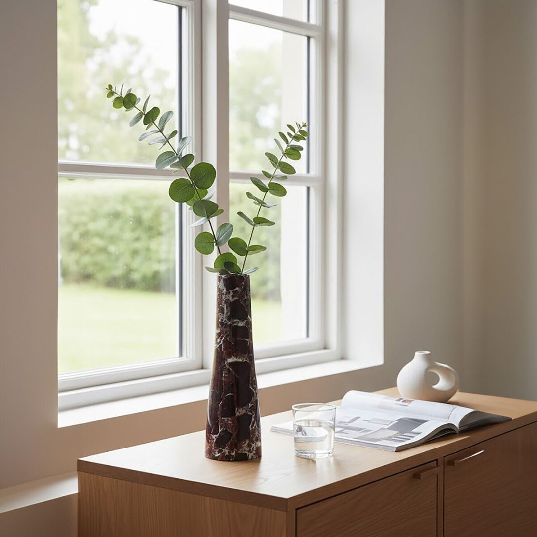 Arven Tapered Red Marble Vase